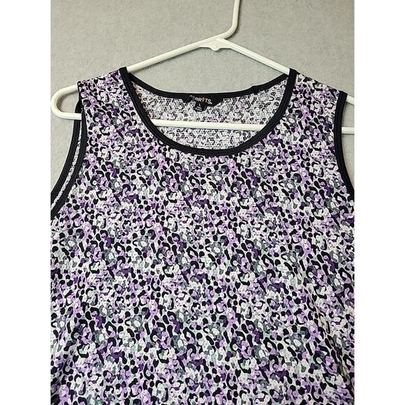 Kerrits Breeze Ice Fil Purple Floral Equestrian Tank Top Women's Large Stretch - Picture 3 of 14